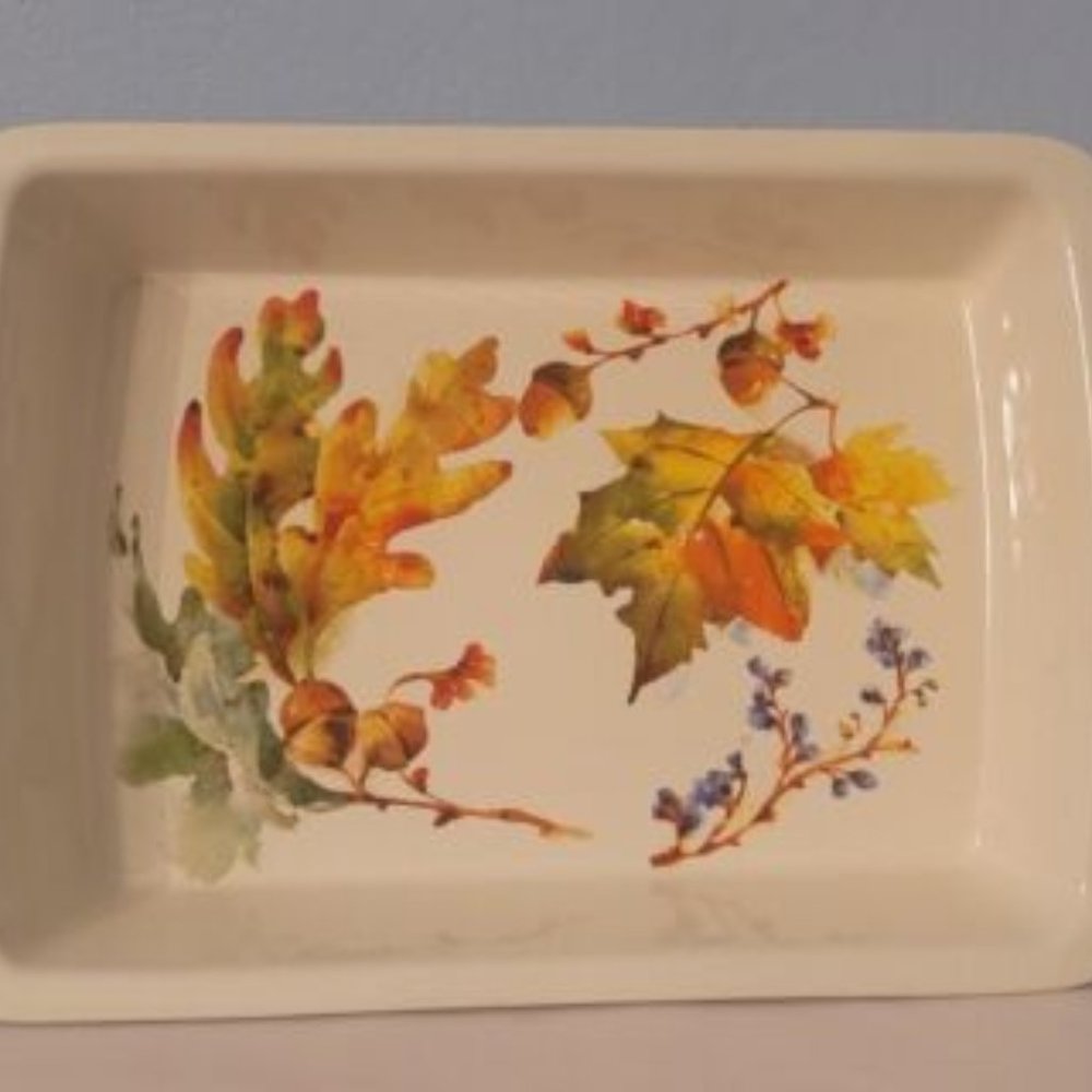 14” Rectangular Casserole Dish by Way to Celebrate w Fall Pattern